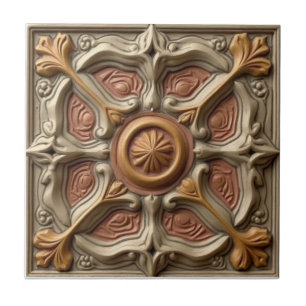 Mackintosh Rose Faux Relief Arts & Crafts Repro Tile