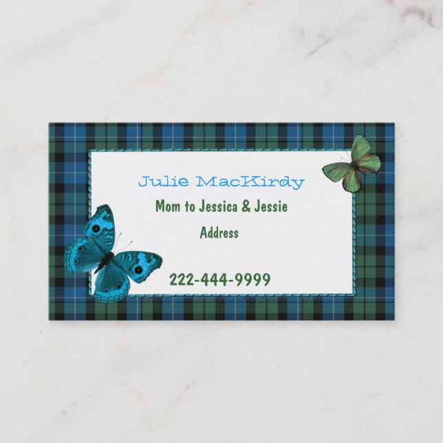 MacKirdy Plaid with Butterflies Custom Mummy Card (Front)