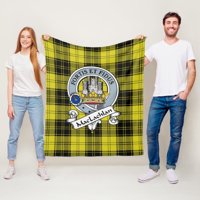 MacLachlan Clan Badge Tartan Plaid Fleece Blanket (In Situ)