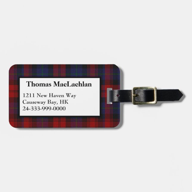 MacLachlan Clan Tartan Plaid Luggage Tag (Front Horizontal)