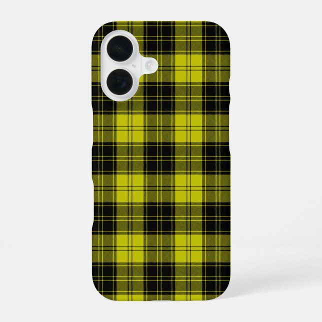 MacLachlan tartan yellow black plaid iPhone 16 Case (Back)