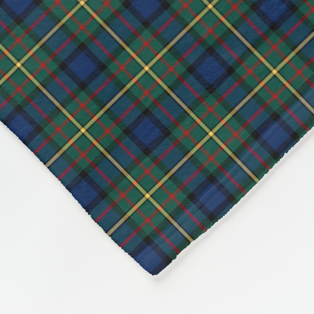 MacLaren Clan Dark Blue, Green and Yellow Tartan Fleece Blanket (Corner)