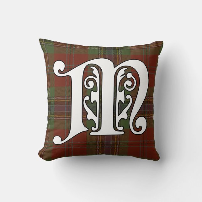 MacLean Clan Tartan Monogram Cushion (Front)