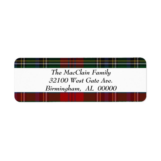 MacLean MacClain Tartan Plaid Return Label (Front)