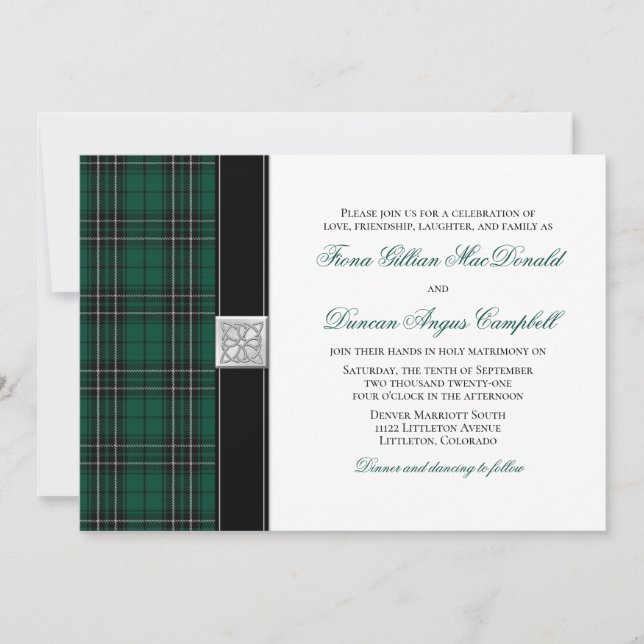 MacLean Modern Hunting Tartan Wedding Invitation (Front)