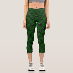MacLean Tartan Green and Black Plaid Capri Leggings