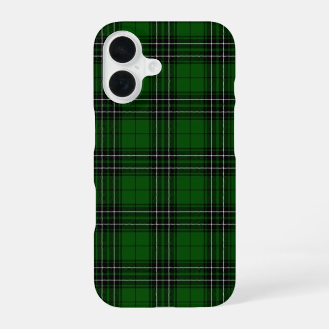 MacLean Tartan Green and Black Plaid iPhone 16 Case (Back)