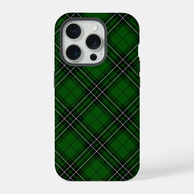 MacLean Tartan Green and Black Plaid iPhone Case (Back)