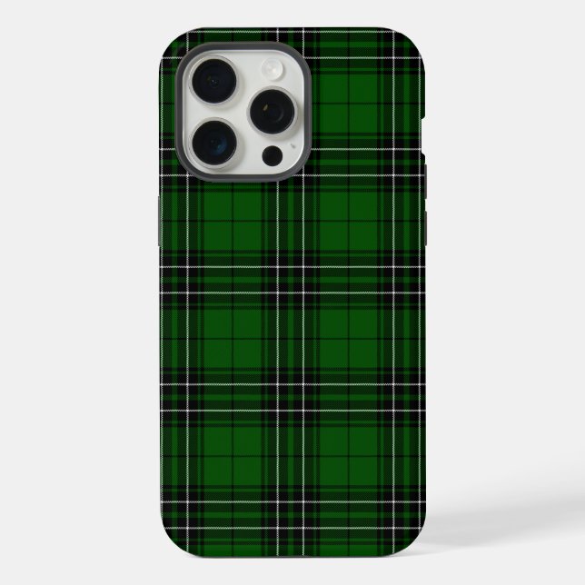 MacLean Tartan Green and Black Plaid iPhone Case (Back)