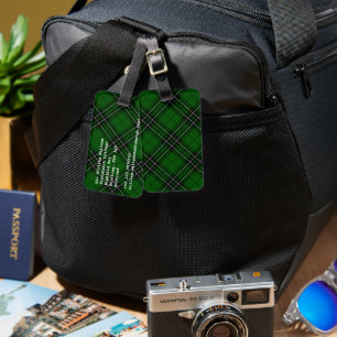 MacLean Tartan Green and Black Plaid Luggage Tag