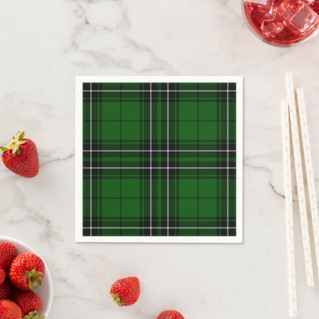 MacLean Tartan Green and Black Plaid Napkin (Insitu)