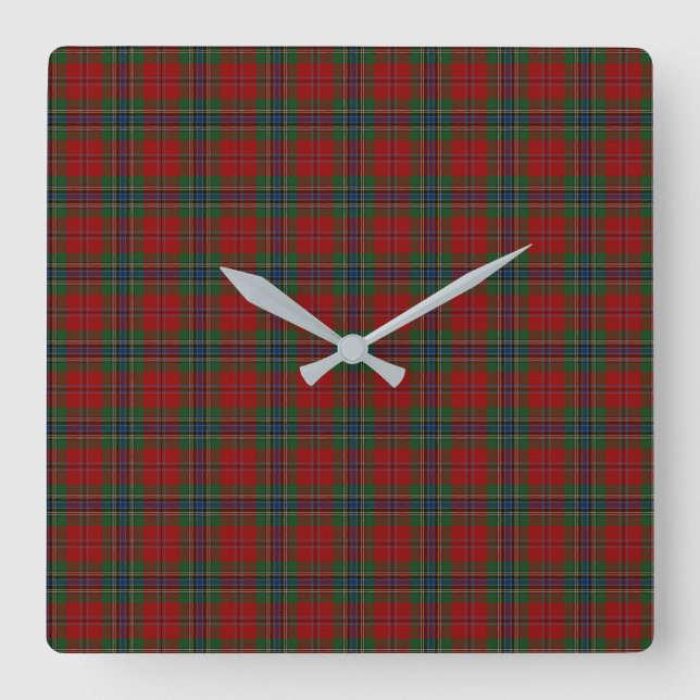 Maclean Tartan Scottish Modern MacLean of Duart Square Wall Clock (Front)