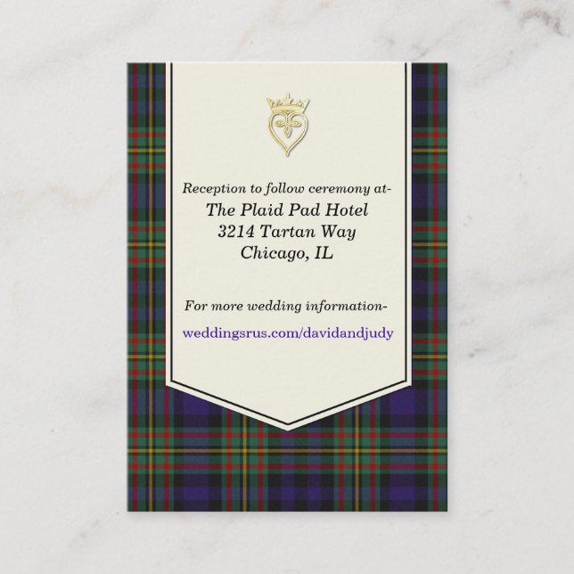 MacLellan Plaid Wedding Enclosure Card (Front)