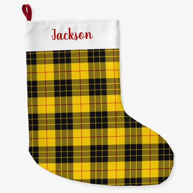 MacLeod Scottish Clan Tartan Plaid Pattern Large Christmas Stocking (Front)