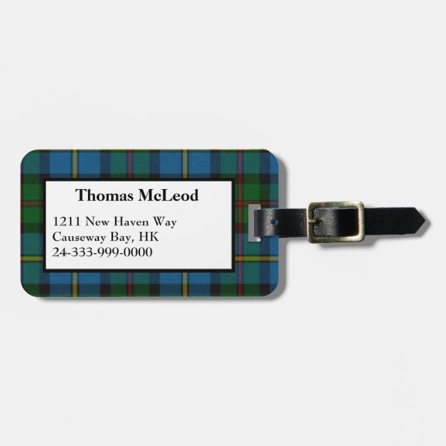 MacLeod Tartan Plaid Luggage Tag (Front Horizontal)