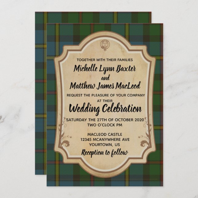 MacLeod Tartan Wedding Invitation (Front/Back)