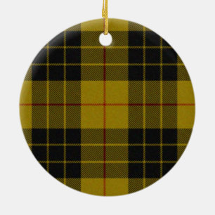MacLeod tartan yellow black plaid Ceramic Tree Decoration