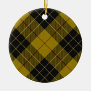 MacLeod tartan yellow black plaid Ceramic Tree Decoration
