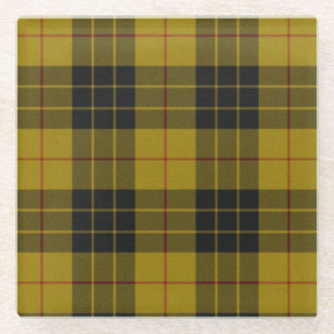 MacLeod tartan yellow black plaid Glass Coaster