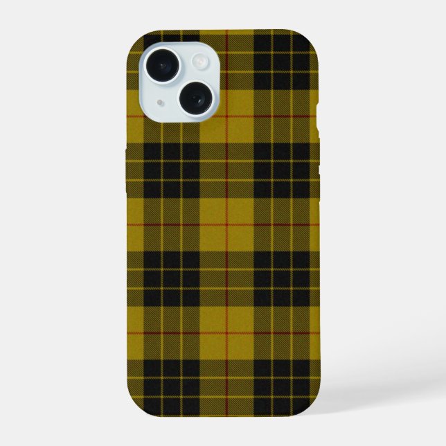 MacLeod tartan yellow black plaid iPhone 15 Case (Back)