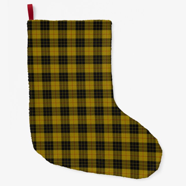 MacLeod tartan yellow black plaid Large Christmas Stocking (Front)