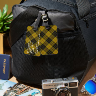 MacLeod tartan yellow black plaid Luggage Tag