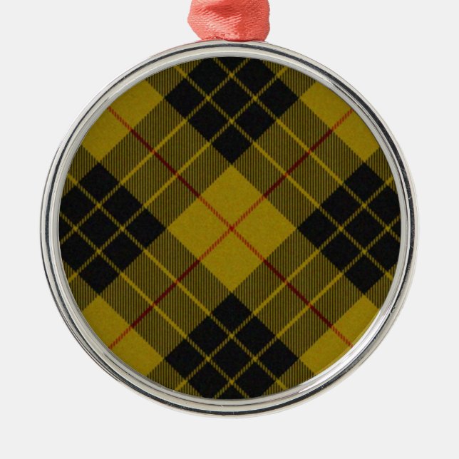 MacLeod tartan yellow black plaid Metal Tree Decoration (Front)