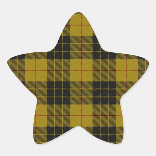 MacLeod tartan yellow black plaid Star Sticker (Front)