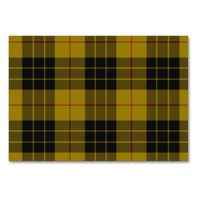 MacLeod tartan yellow black plaid Table Number (Front)