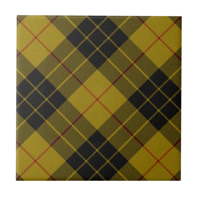 MacLeod tartan yellow black plaid Tile (Front)