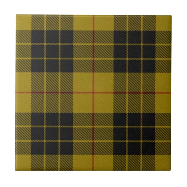 MacLeod tartan yellow black plaid Tile (Front)