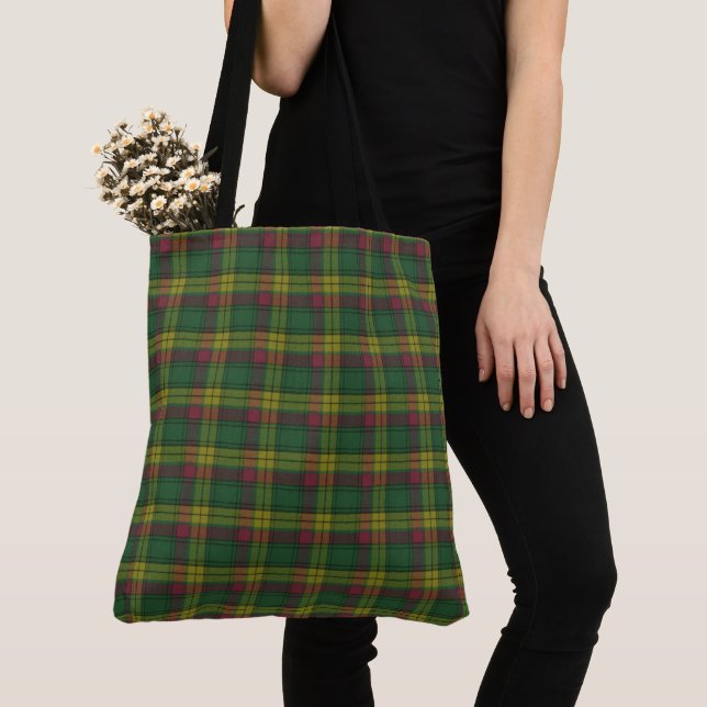 MacMillan Old Ancient Scottish Clan Tartan Tote Bag (Close Up)