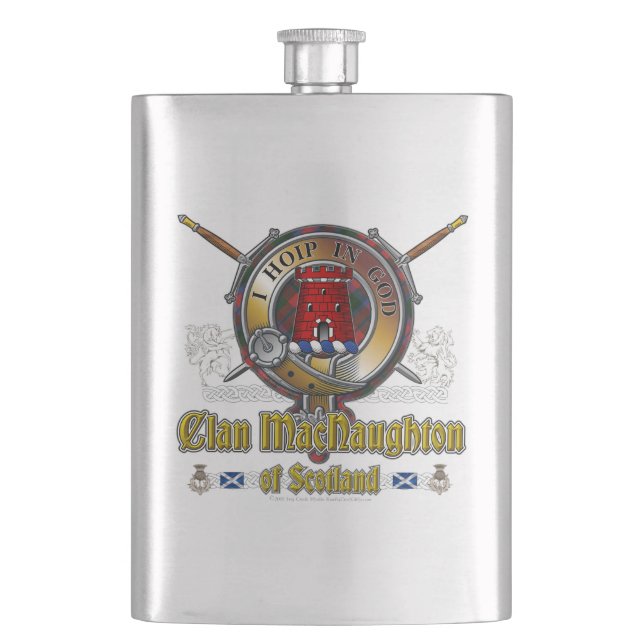 MacNaughton Clan Badge Hip Flask (Front)
