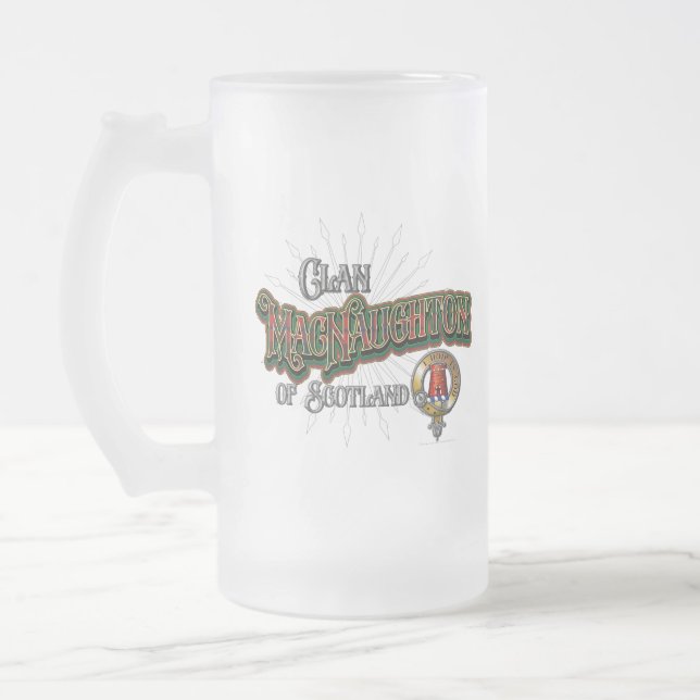 MacNaughton Clan Frosted Glass Beer Mug (Left)