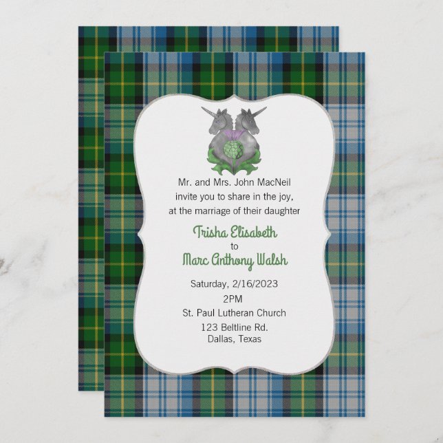 MacNeil Clan Scottish Symbols Wedding Invitation (Front/Back)