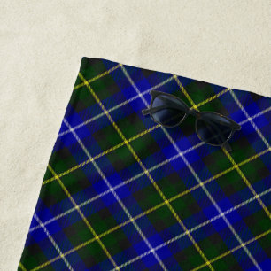 Macneil of Barra tartan blue green plaid Beach Towel