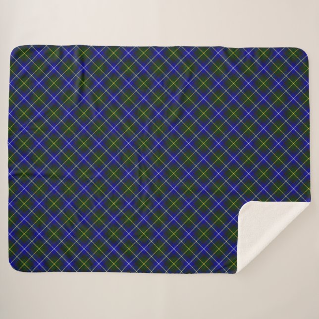 Macneil of Barra tartan blue green plaid Sherpa Blanket (Front (Horizontal))