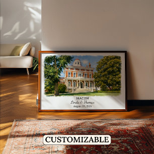 Macon Georgia Poster, Watercolor, Custom Poster