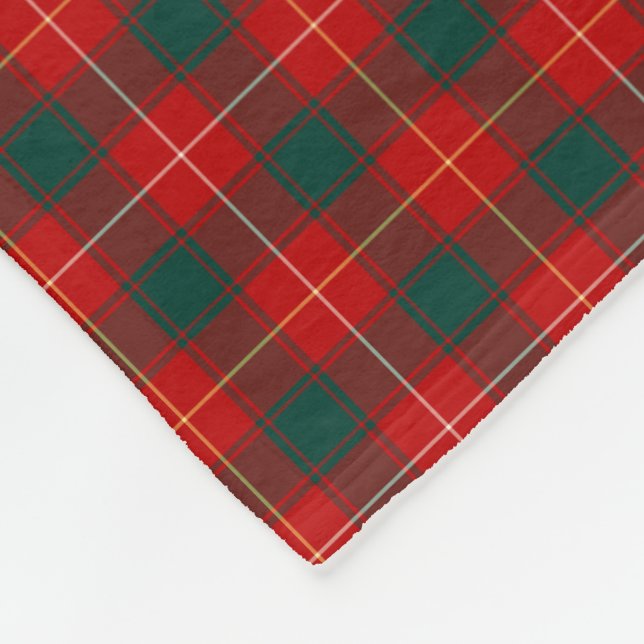 MacPhee Clan Red and Green Tartan Fleece Blanket (Corner)