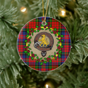 MacPherson Badge & Tartan Personalised Christmas Ceramic Tree Decoration