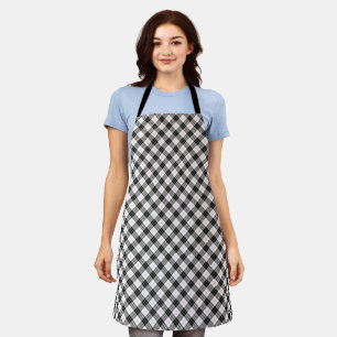 MacPherson tartan black white plaid Apron