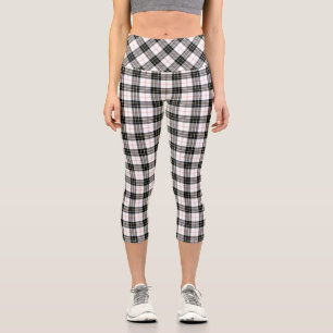 MacPherson tartan black white plaid Capri Leggings