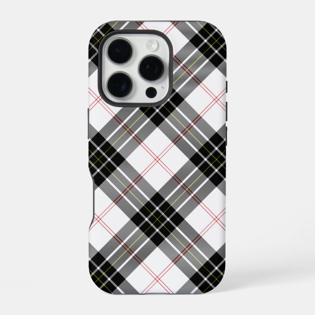 MacPherson tartan black white plaid iPhone Case (Back)