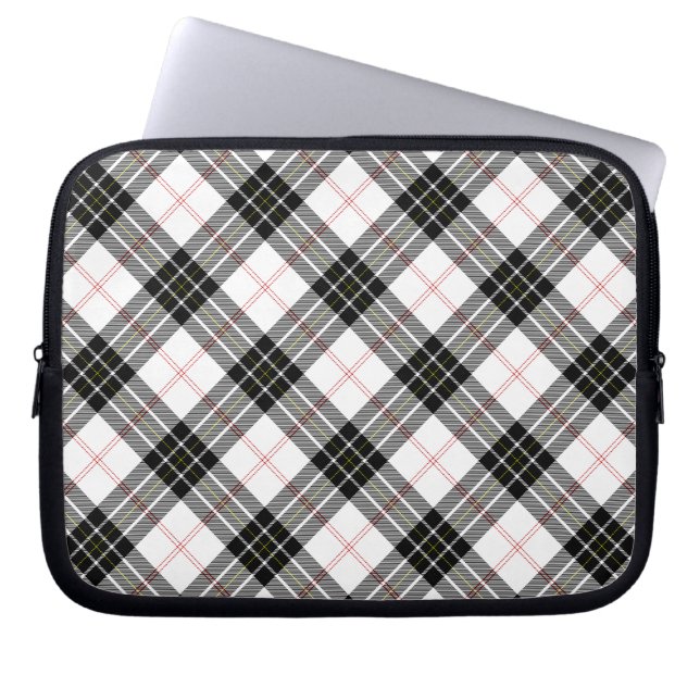 MacPherson tartan black white plaid Laptop Sleeve (Front)