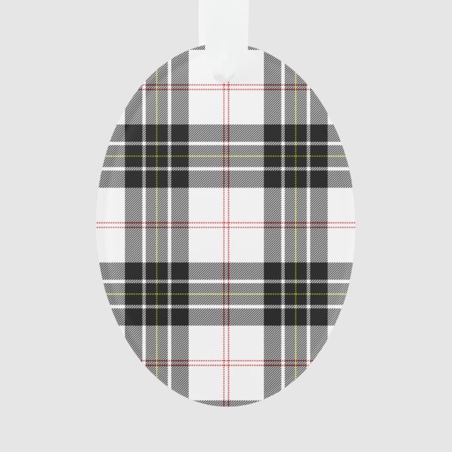 MacPherson tartan black white plaid Ornament (Front)