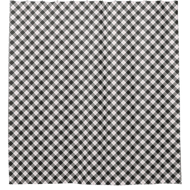 MacPherson tartan black white plaid Shower Curtain (Front)
