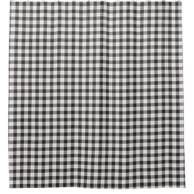MacPherson tartan black white plaid Shower Curtain (Front)