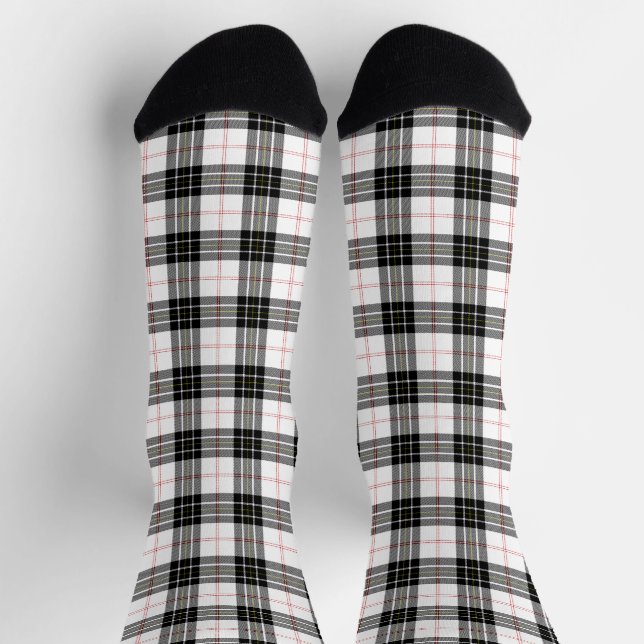 MacPherson tartan black white plaid Socks (Top)