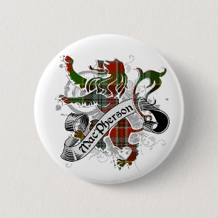 MacPherson Tartan Lion 6 Cm Round Badge