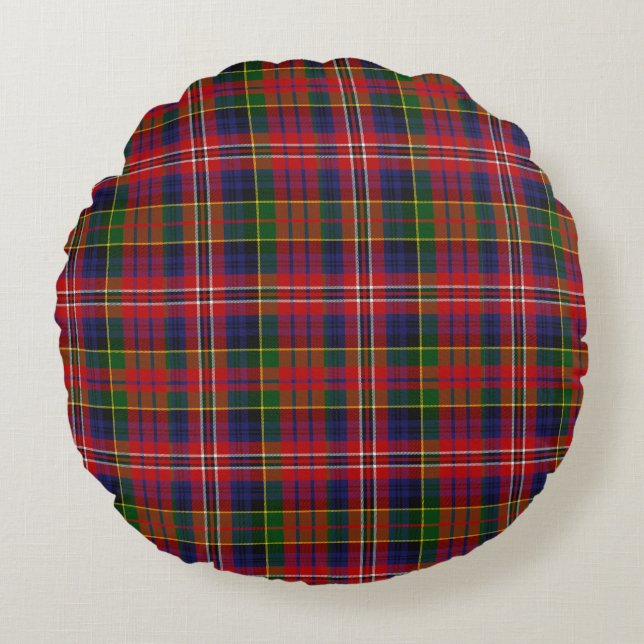 MacPherson Tartan Plaid Round Cushion (Front)